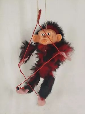 Carnival Monkey Toy Puppet Strings Rubber Face Vintage- Real Fur Black • $9.60