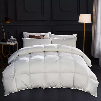 $119.99 • Buy White Goose Down Comforter 1200 TC Super Soft Fabric Duvet Insert Queen 90x90in