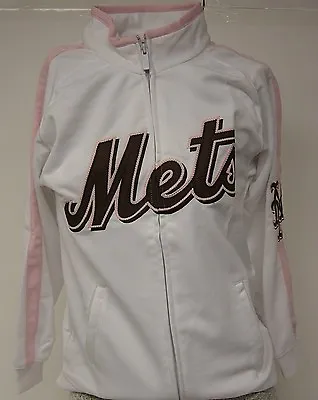 NEW Youth Girls Kids STITCHES New York METS Jacket Full Zip White Pink Brown • $27.99