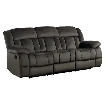 Brown Textured Microfiber Fabric Reclining Sofa Couch Living Room Furniture • $1099