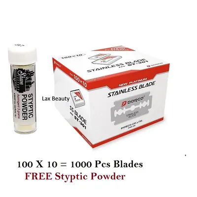 $58.99 • Buy DORCO Red Blades ST301 (10 Packs Of 100 Blades)1000 Blades W/FREE STYPTIC POWDER