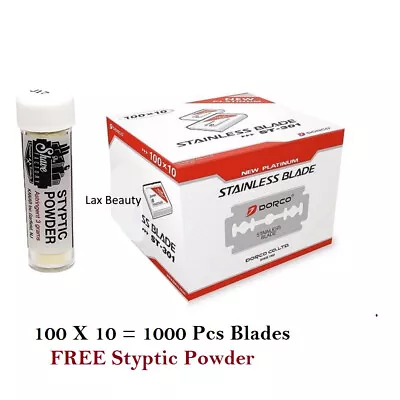 $58.99 • Buy DORCO Red Blades ST301 (10 Packs Of 100 Blades)1000 Blades W/FREE STYPTIC POWDER