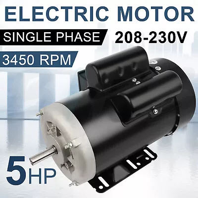 Electric Motor 5 HP 56 Frame 3450 RPM Single Phase 60 HZ 208-230V TEFC • $219.99