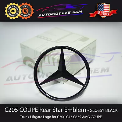 C205 COUPE Mercedes GLOSS BLACK Star Emblem Rear Trunk Lid Logo Badge AMG C300 • $24.99