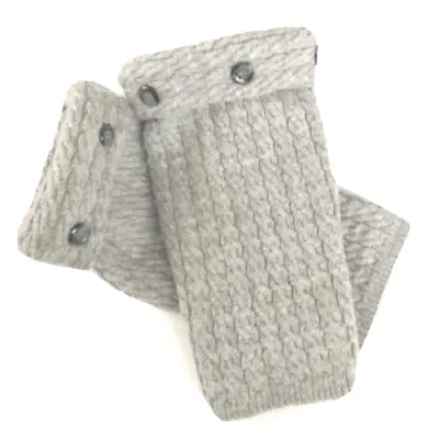 $28.49 • Buy Fingerless Gloves Gray 100% Cashmere S M L Os Grey Mittens Arm Warmers Cuffs