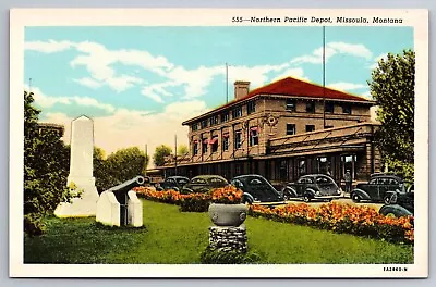 Northern Pacific Railroad Depot Missoula Montana Old Cars Postcard N362 • $6.80