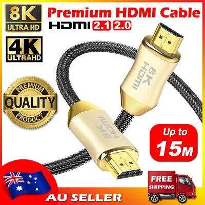 $79.95 • Buy HDMI Cable 15M 10M 5M 3M 2M 1M 8K 4K Ultra HD Cord For HD TV XBOX PS5/4 Switch