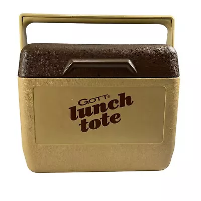 Vintage GOTT Lunch Tote Small Cooler 6 Pack Tan Brown 10.5  Model 1806 USA • $14.95