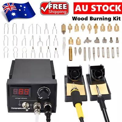 60W Wood Burning Pen Iron Soldering Tool Burner Gourd Pyrography Crafts Kit Tip • $101.45