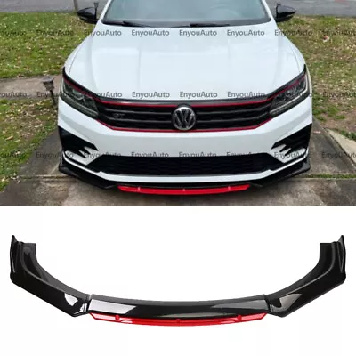 For Volkswagen Passat Front Bumper Lip Spoiler Splitter Diffuser Gloss Black Red • $47.50