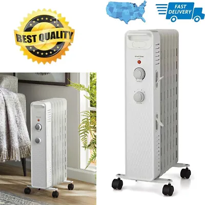 $56.47 • Buy 1500W Oil Filled Electric Radiant Space Heater Portable W/Adjustable Thermostat