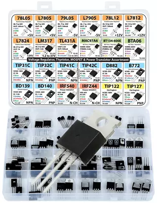 Power Transistor Mosfet Thyristor And Voltage Regulator Assortment Kit 82 Pcs • $43.99