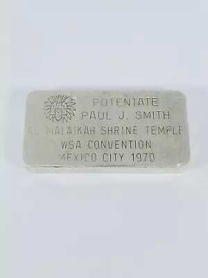 RARE Vintage World Mint 3 Troy Ounce .999 Silver Bar Mexico City SHRINE 1970 • $350
