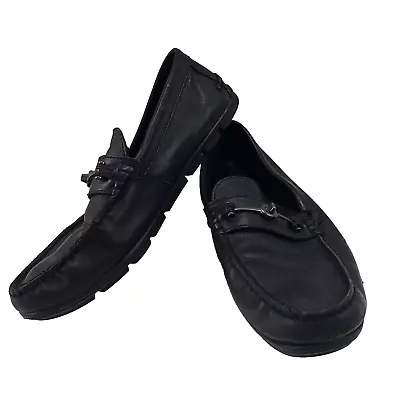 Coach Mott Driver Black Leather Slip On Loafer Shoes Horse Bit Size US 11.5D • $32.79