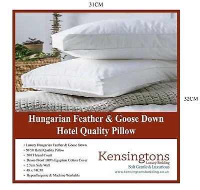 Luxury Soft Pillows Pack Of 4 Hotel Quality Soft Hungarian Goose Feather & Down • £191.04