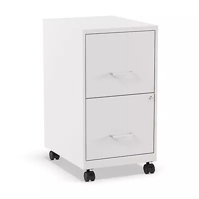 Staples 2-Drawer Vertical Mobile File Cabinet Locking Letter Size White 18''D • $139.02