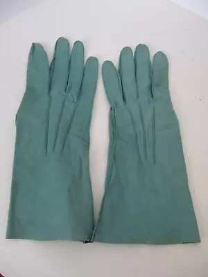 Vintage Ladies Seafoam Green Kid Leather 10  L Gloves • $18