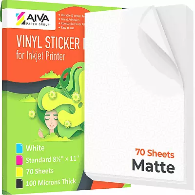 Printable Vinyl Sticker Paper Waterproof Decal For Inkjet Printer 70 Matte Sheet • $47.33