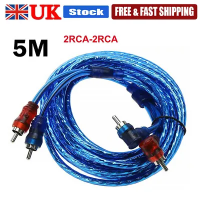 5M Car Audio Cable Kit Power Amplifier Install RCA Subwoofer Hi-fi Wiring Cable • £7.91