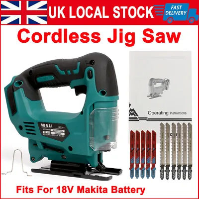 For Makita 18V Cordless Jigsaw Cutter Jig Saw Woodworking Cutting With 11 Blades • £37.49