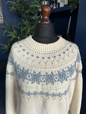 Womens Dale Of Norway Sweater Jumper Pullover 100% Wool Vintage XL Cream • £69.99