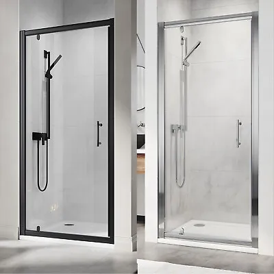 Black Frame Shower Enclosure Pivot Door 6mm Safety Glass Wet Room Cubicle Screen • £99.99