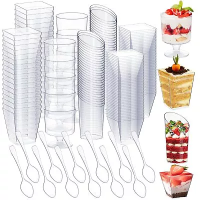 800 Pcs Mini Dessert Cups With Spoons 400 Plastic Appetizer Cups Clear Parfai... • $110.77