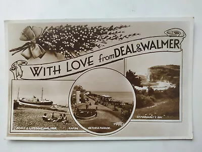 Deal And Walmer Kent Vintage Multi View Picture Postcard Postmark 1955 • £2.49