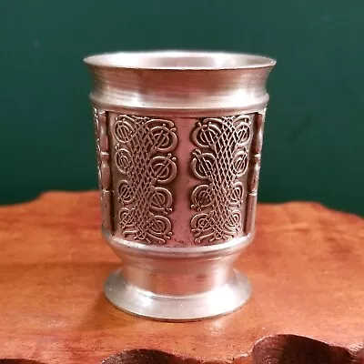 Vintage Mullingar Ireland Pewter 2oz Shot Glass Embossed Celtic Knot Pattern • $26