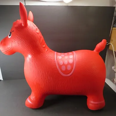 AppleRound Red Horse/Donkey Hopper Jumping Ride Bouncing Toy Toddler Rubber EUC • $24.89