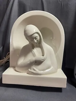 VTG Madonna Mother & Child Porcelain TV Lamp Signed EP 1940 Chunky Ceramic BCH • $169.50