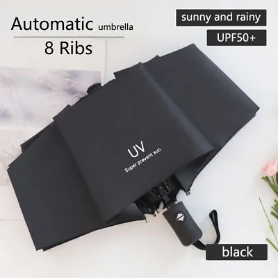 Automatic Black Umbrella Anti-UV Sun/Rain Windproof 3 Folding Compact Umbrella • $11.60