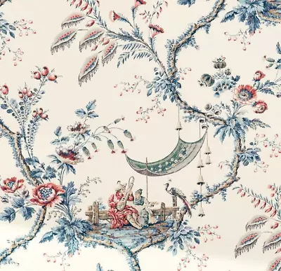 Zoffany Curtain Fabric 'EMPEROR'S MUSICIAN' 2.5 METRES INDIGO - 100% Linen • £101.99