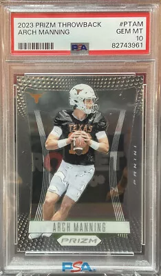 2023 Panini Prizm Draft Arch Manning #PTAM Throwback Rookie PSA 10  • $99.95