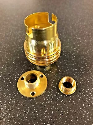 £8.99 • Buy Brass Un-switched Lamp Holder Kit BC Fitting C/w Base Plate Adaptor & Reducer