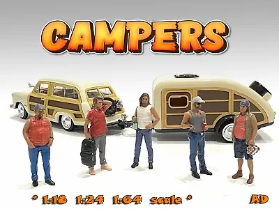 American Diorama 1:18 Scale Figure Bundle- Campers - Set Of 5 Figures • $46.99