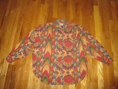 Vintage Men's At Last Aztec Southwestern Print Button Up Shirt Size M Nepal • $16.99