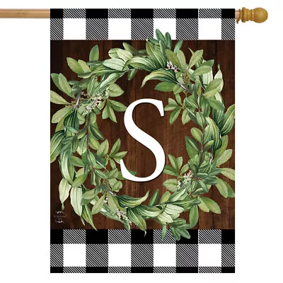 Wreath Monogram S Double-Sided House Flag Everyday 28  X 40  Briarwood Lane • $18.99