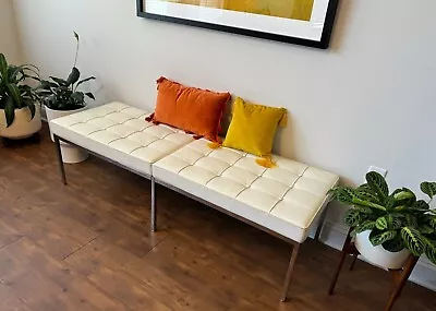 Florence Knoll Three Seat Bench Lounge  Leather Eames MCM • $1800