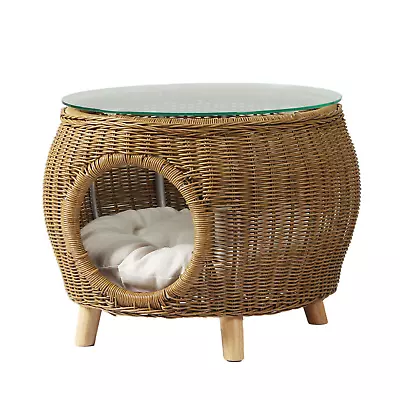 Gardeon Side Table Coffee Pet Bed Wicker Indoor Outdoor Furniture Patio Desk New • $99.04