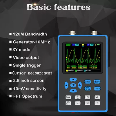£118.35 • Buy Handheld DSO2512G Dual Channel Oscilloscope 120M Bandwidth 500Ms Sampling Rate