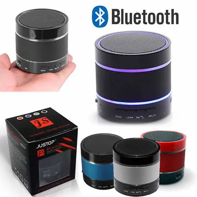 JUSTOP Bluetooth Wireless Speaker Mini Portable LED Extra Bass Loud MicroSD UK • £9.95