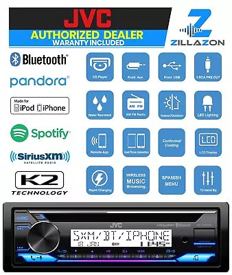 JVC KD-T92MBS Marine Boat Motorcycle Jeep Stereo WBluetooth CD USB AM/FM Radio • $129.95