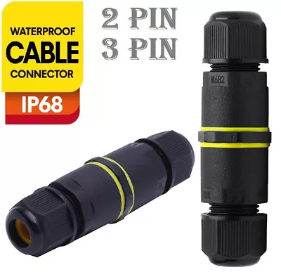 £3.79 • Buy 2 Pin 3 Pin Waterproof Junction Box Electrical Cable Wire Connector Outdoor IP68