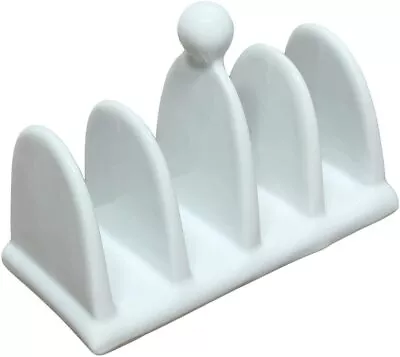 £8.95 • Buy 4 Slice Ceramic White Toast Rack Slices Serving Stand Holder Organiser