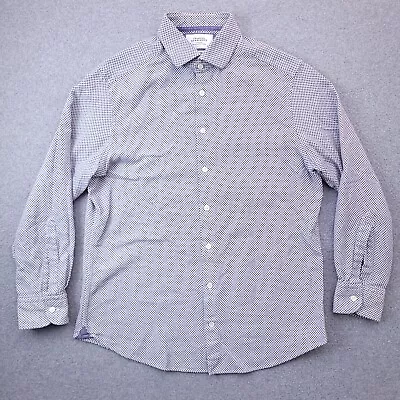 Charles Tyrwhitt Dress Shirt 16.5 34 Slim Fit Long Sleeve White Polka Dot Sz Men • $19.98