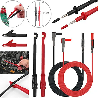 8X Test Lead Multimeter Kit Wire-Piercing Clip Test Probe Puncture 4mm Thickness • £15.39