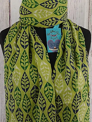 £14.95 • Buy Peony: Nordic Leaf Print Scarf – Dill Green  - Woodland  - Gift Wrap Option