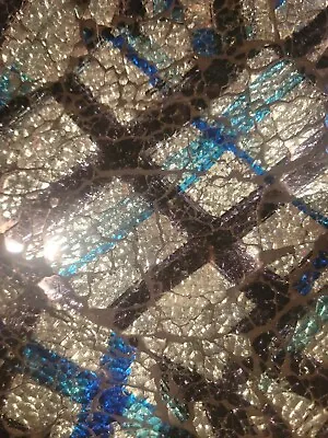 Decorative Tray Plate Bowl Mosaic Glass Centerpiece Decor Blue Turquoise Crackle • $22.95