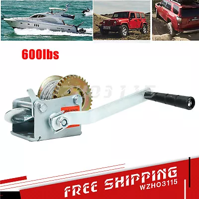 600 Lbs Hand Winch Heavy Duty Steel Cable Crank Gear Winch ATV Boat Trailer • $23.66